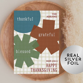 Dankbaar Gezegend Aardig Cute Thanksgiving Folie Feestdagenkaart