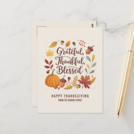 Dankbaar Gezegend blad Thanksgiving Herfst Briefkaart