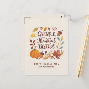 Dankbaar Gezegend blad Thanksgiving Herfst Briefkaart