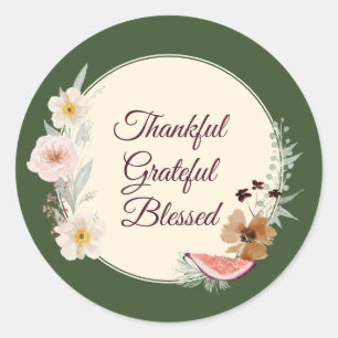 Dankbaar Gezegend Bloem Thanksgiving Ronde Sticker