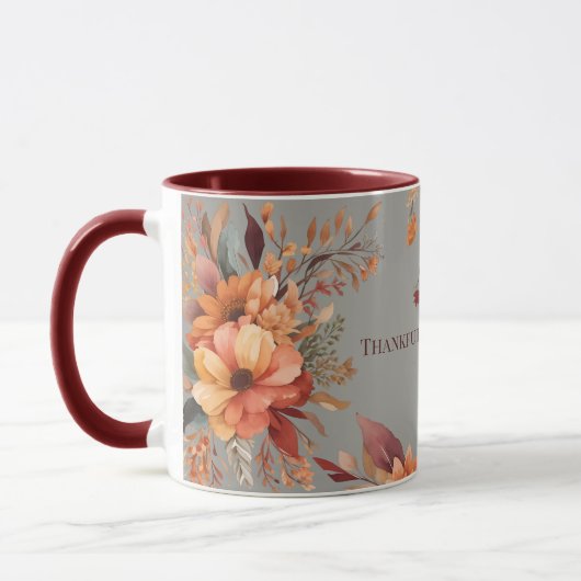 Dankbaar gezegend bloemendankdag mok (Links)