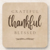 Dankbaar Gezegend Bruin Bier Onderzetter (Voorkant)