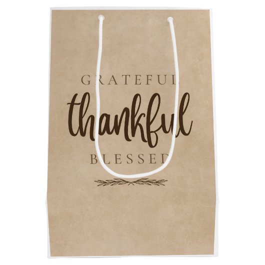 Dankbaar Gezegend Bruin Medium Cadeauzakje (Achterkant)