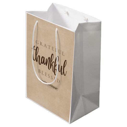 Dankbaar Gezegend Bruin Medium Cadeauzakje (Achterkant Gekanteld)