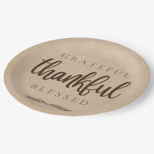 Dankbaar Gezegend Bruin Papieren Bordje (Gekanteld)