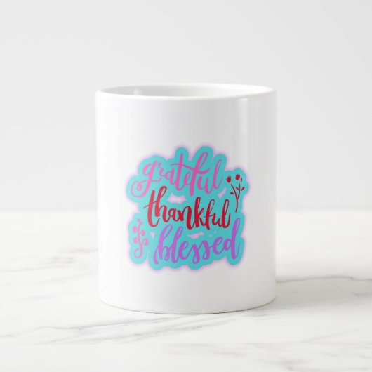 Dankbaar gezegend citaat grote koffiekop (Voorkant)