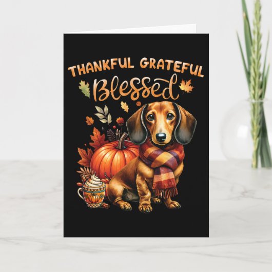 Dankbaar Gezegend Dachshund Hond Herfst Y'All Kaart (Voorkant)
