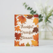Dankbaar Gezegend Dankbaar Herfstblad Thanksgiving Feestdagenkaart (Staand voorkant)