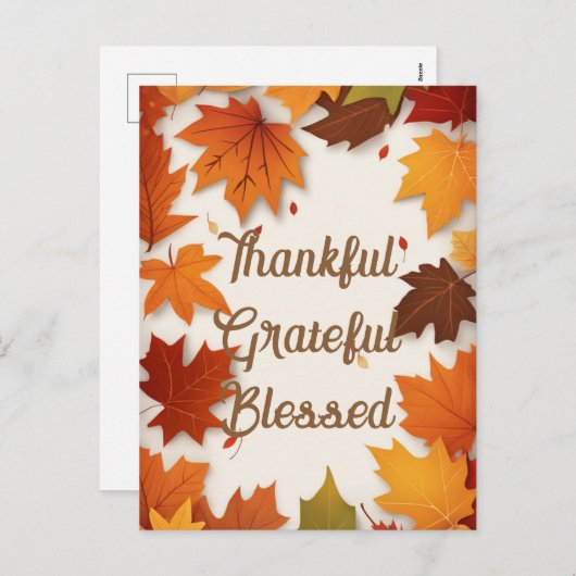 Dankbaar Gezegend Dankbaar Herfstblad Thanksgiving Feestdagenkaart (Voorkant / Achterkant)