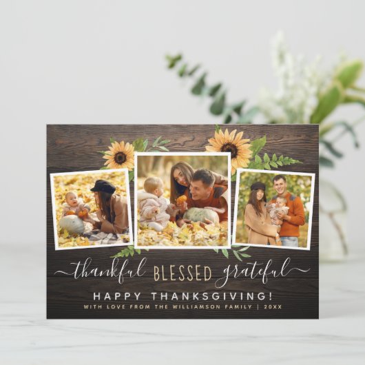 Dankbaar gezegend dankbaar | Thanksgiving van het Kaart (Staand voorkant)