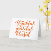 Dankbaar Gezegend Dankbaarheid calligrafie. Kaart (Gele Bloem)