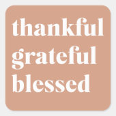 Dankbaar Gezegend Dankdag Vierkante Sticker (Voorkant)