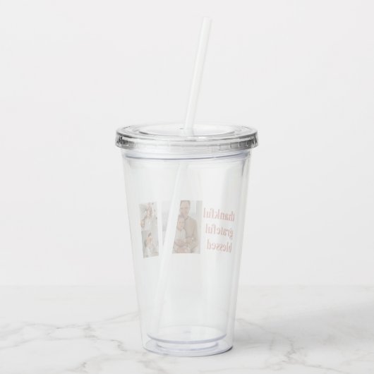 Dankbaar, gezegend | Drie fotocollage Acryl Drinkbeker (Achterkant)