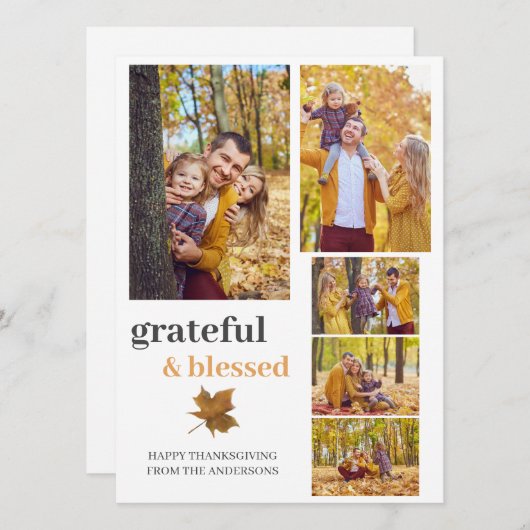 Dankbaar & Gezegend Fall thanksgiving familie foto Feestdagenkaart (Voorkant / Achterkant)