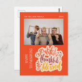 Dankbaar Gezegend Foto Oranje Herfst Briefkaart (Voorkant / Achterkant)