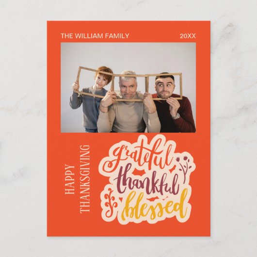 Dankbaar Gezegend Foto Oranje Herfst Briefkaart (Voorkant)