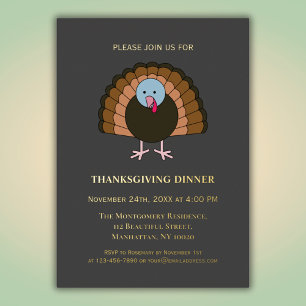 Dankbaar Gezegend Gelukkig Thanksgiving Friendsgiv Folie Uitnodiging