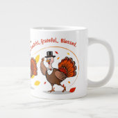 Dankbaar Gezegend Gelukkig Thanksgiving Grote Koffiekop (Rechts)