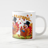 Dankbaar Gezegend Gelukkig Thanksgiving Grote Koffiekop (Rechts)
