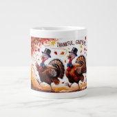 Dankbaar Gezegend Gelukkig Thanksgiving Grote Koffiekop (Voorkant)