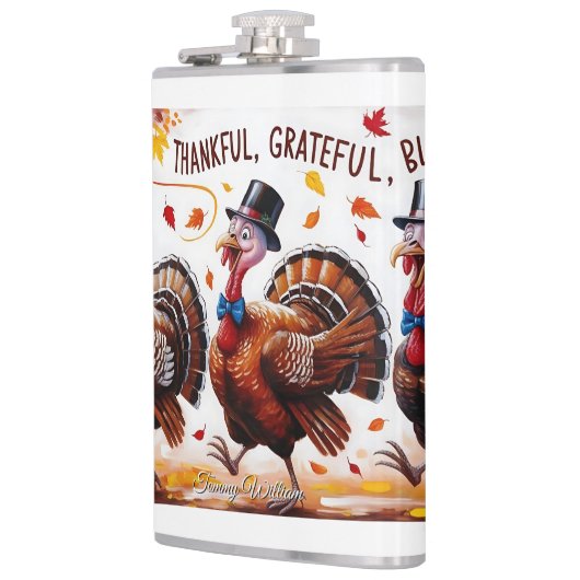 Dankbaar Gezegend Gelukkig Thanksgiving Heupfles (Links)