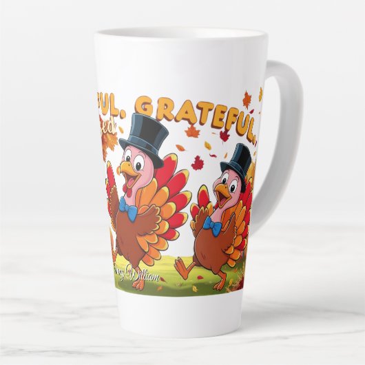 Dankbaar Gezegend Gelukkig Thanksgiving Latte Mok (Rechterhoek)