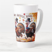 Dankbaar Gezegend Gelukkig Thanksgiving Latte Mok (Rechterhoek)