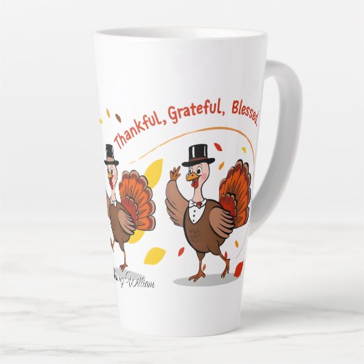 Dankbaar Gezegend Gelukkig Thanksgiving Latte Mok (Rechterhoek)