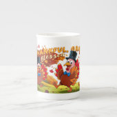 Dankbaar Gezegend Gelukkig Thanksgiving Porselein Kop (Voorkant)