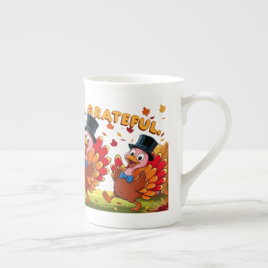 Dankbaar Gezegend Gelukkig Thanksgiving Porselein Kop (Rechts)