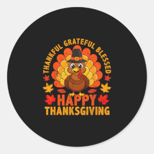 Dankbaar gezegend gelukkig thanksgiving ronde sticker