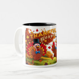 Dankbaar Gezegend Gelukkig Thanksgiving Tweekleurige Koffiemok