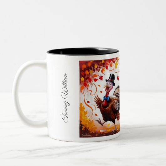 Dankbaar Gezegend Gelukkig Thanksgiving Tweekleurige Koffiemok (Links)