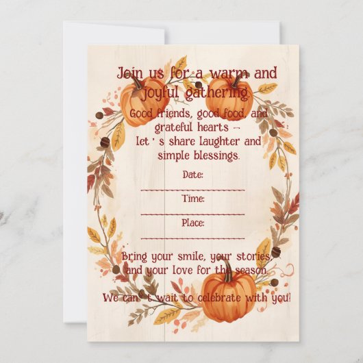 Dankbaar Gezegend Herfst Kaart (Achterkant)