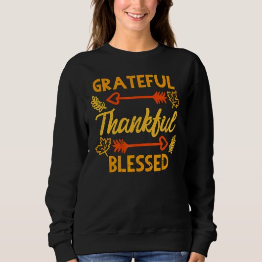 Dankbaar Gezegend Herfst Thanksgiving Trui (Voorkant)