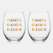 Dankbaar, gezegend – Herfst Wijnglas Zonder Voet (Voorkant)