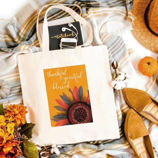 Dankbaar Gezegend Herfst Zonnebloem Esthetisch Tote Bag