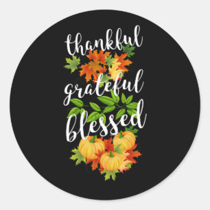 Dankbaar Gezegend Herfstbladeren Pompoenen Ronde Sticker