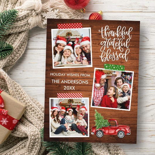 Dankbaar Gezegend Houten Vrachtwagen Tape Vakantie Briefkaart