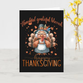 Dankbaar Gezegend Kalkoen Gelukkig Thanksgiving Kaart (Gele Bloem)
