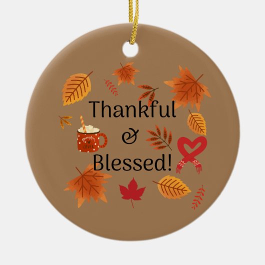 Dankbaar & gezegend! keramisch ornament (Voorkant)