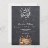 Dankbaar gezegend krijtbord Thanksgiving Diner Kaart (Voorkant)