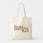 Dankbaar Gezegend Luipaard Print Typografie Tote Bag (Achterkant)