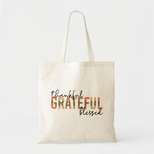 Dankbaar Gezegend Luipaard Print Typografie Tote Bag