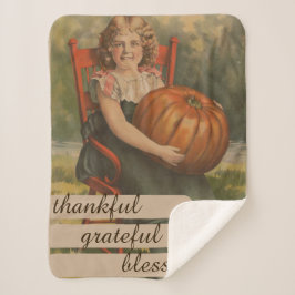 Dankbaar, gezegend | Meisje met pompoen Sherpa Deken