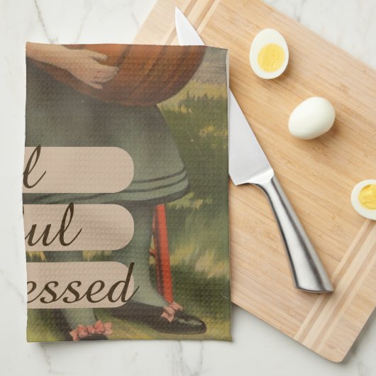 Dankbaar, gezegend | Meisje met pompoen Theedoek (Quarter Fold)