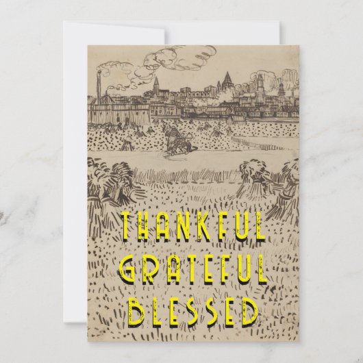 Dankbaar gezegend met de oogst van Gogh Feestdagenkaart (Voorkant)