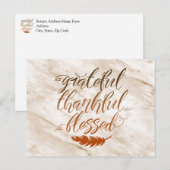 Dankbaar Gezegend Modern Marmeren Veer Briefkaart (Voorkant / Achterkant)