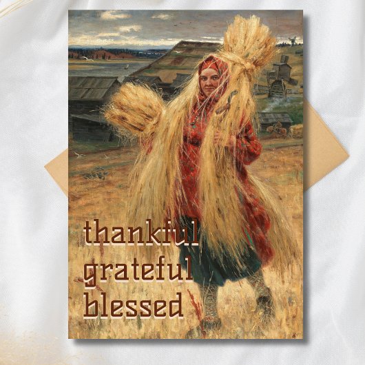 Dankbaar gezegend na de hooioogst feestdagenkaart