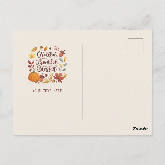 Dankbaar Gezegend Oogstblad Thanksgiving Herfst Briefkaart (Achterkant)
